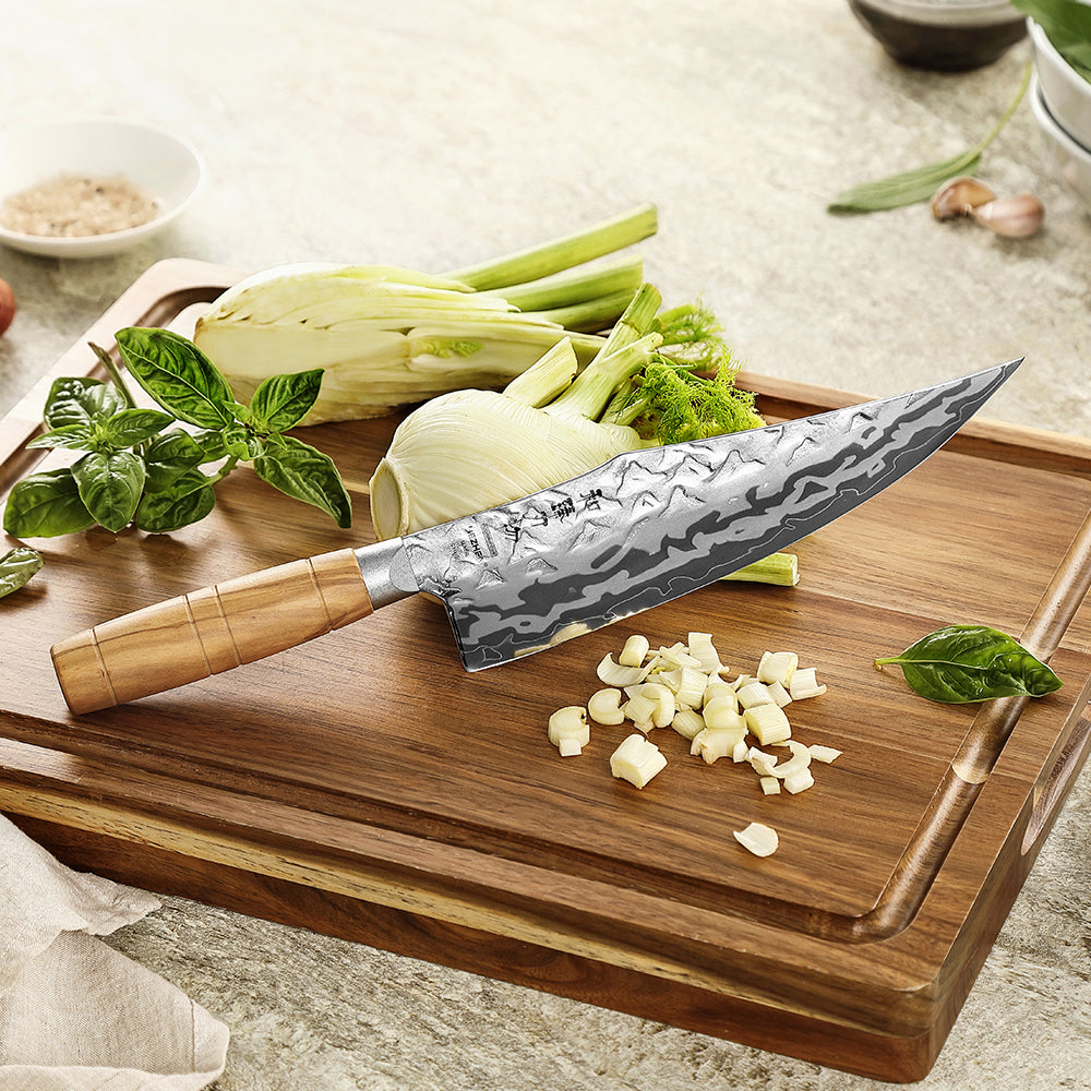 HEZHEN 2PCS Kitchen Knife Set, 9-Layer Forged Damascus Steel,W Chef & Utility Knife, 60±2HRC Ultra Sharp Blade