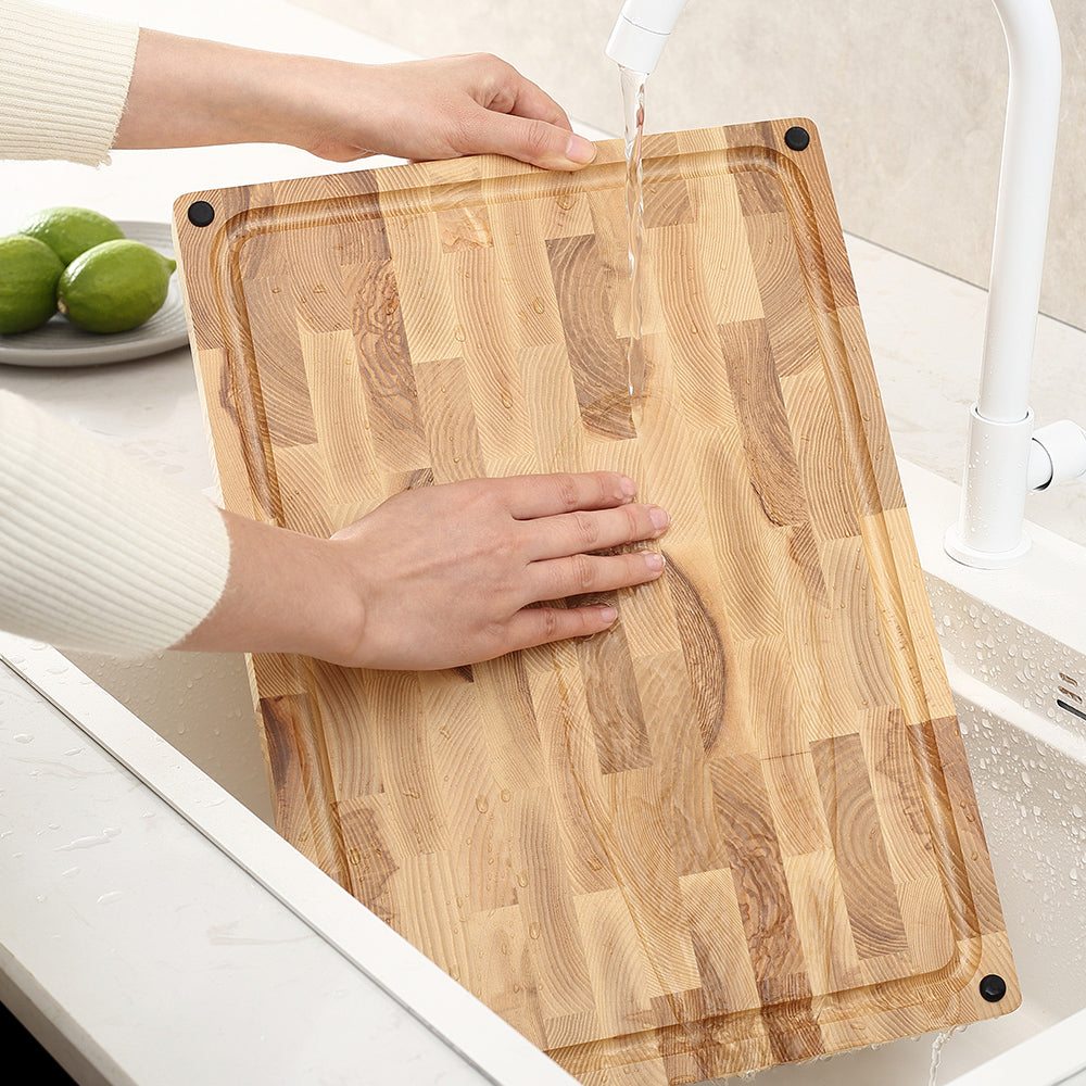 HEZHEN Ash Wood Cutting Board Handcrafted with Care Seamless Stitching Cut Vegetable&Fruit&Meat