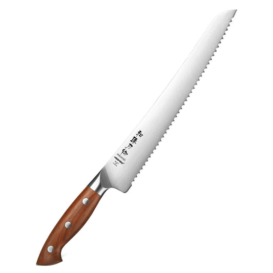 HEZHEN 10.6 Inches German Stainless Steel Bread Knife Ergonomic & Rust Resistant for Home Kitchen