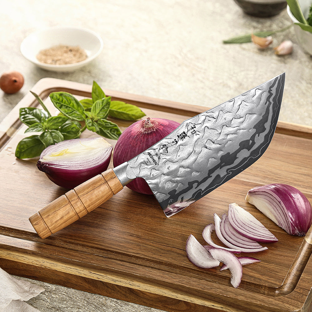 HEZHEN 9-Layer Forged Damascus 7.1”W Cleaver Knife, 12Cr18MoV Ergonomic Handle for Vegetable & Daily Chopping, Gift Box