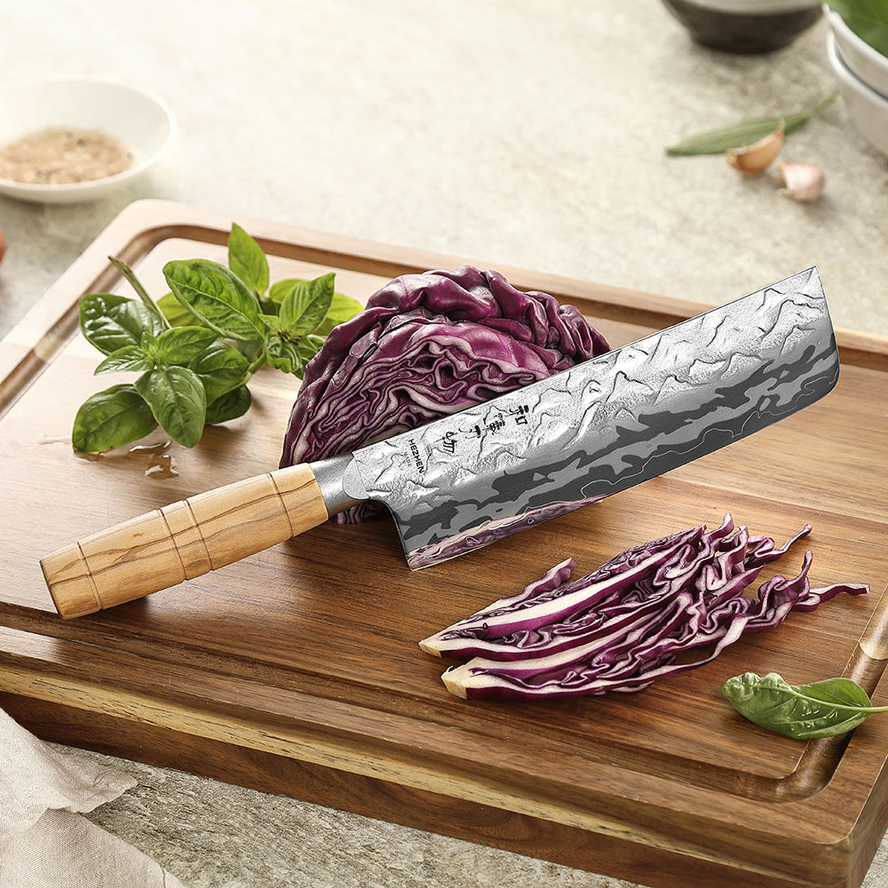 HEZHEN 9 Layer Forged Damascus 7.1“ Nakiri Knife, High Hardness 60±2HRC,For Daily Cooking