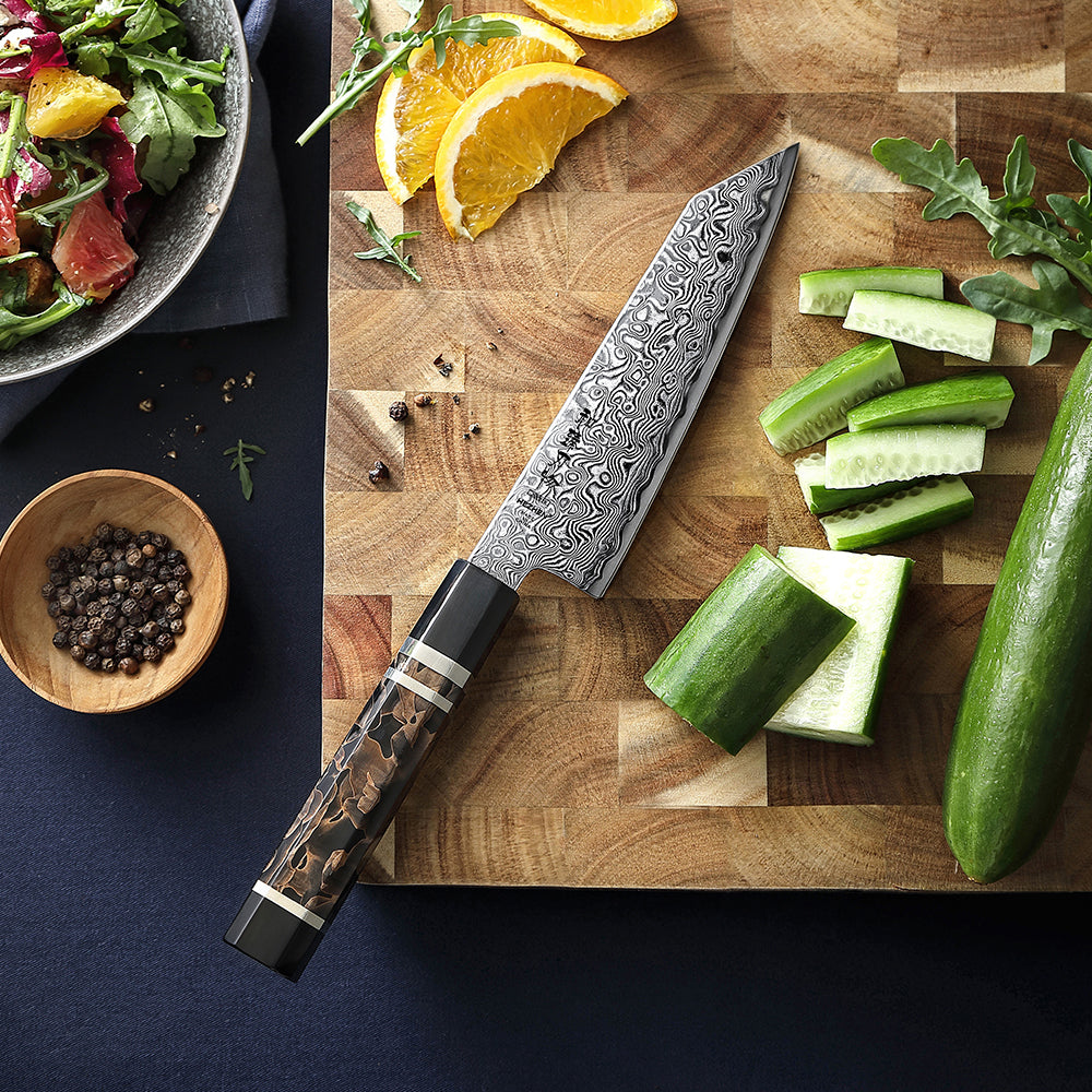 HEZHEN 5.9 Inch Bunka Knife, 49-layer ZDP-189 Damascus Steel, Ultra Sharp Blade, Ergonomic Octagonal Handle