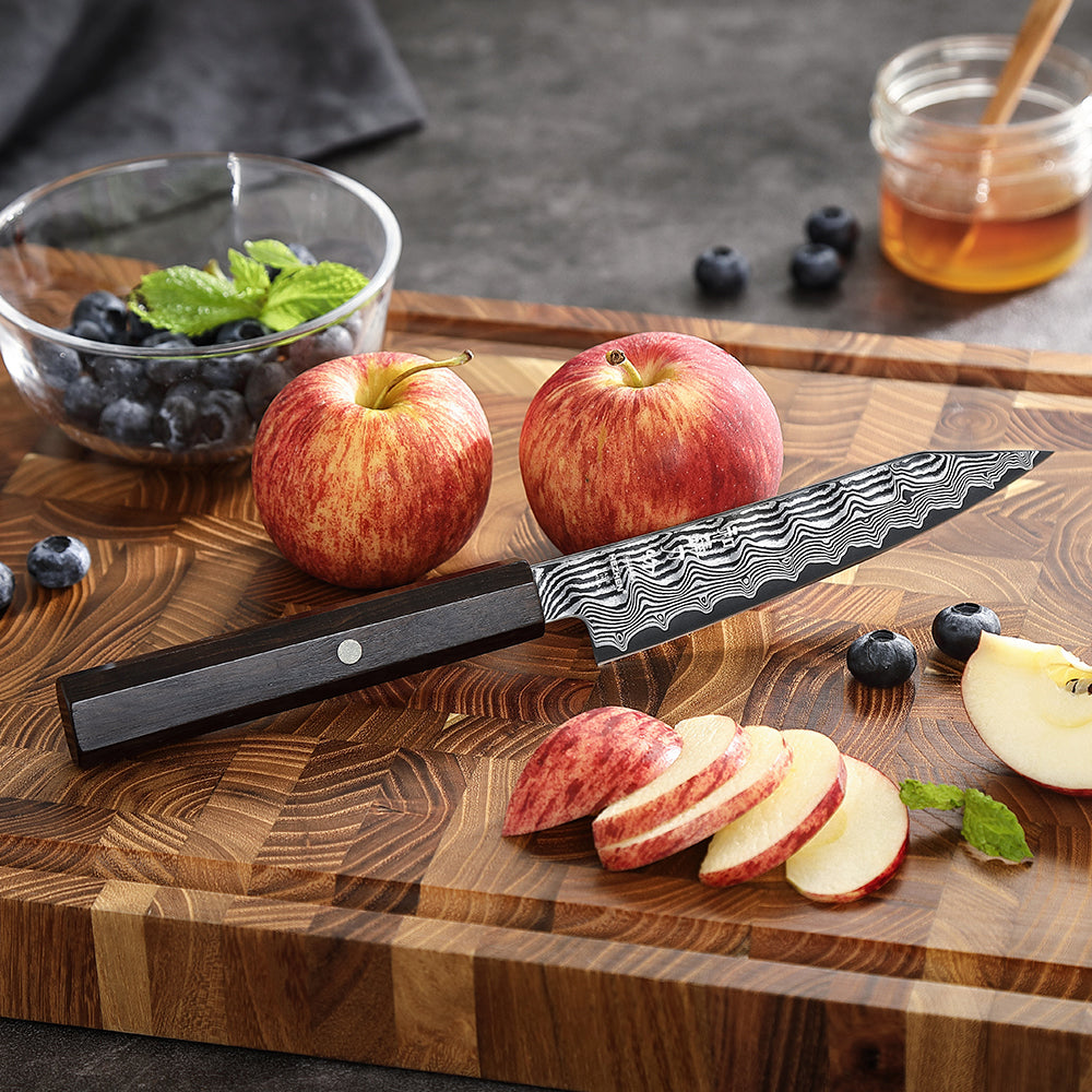 HEZHEN 5.2 Inch Kitchen Utility Knife, 67‑Layer Damascus Steel with 10Cr15CoMoV Steel Core, 60±2 HRC Hardness,