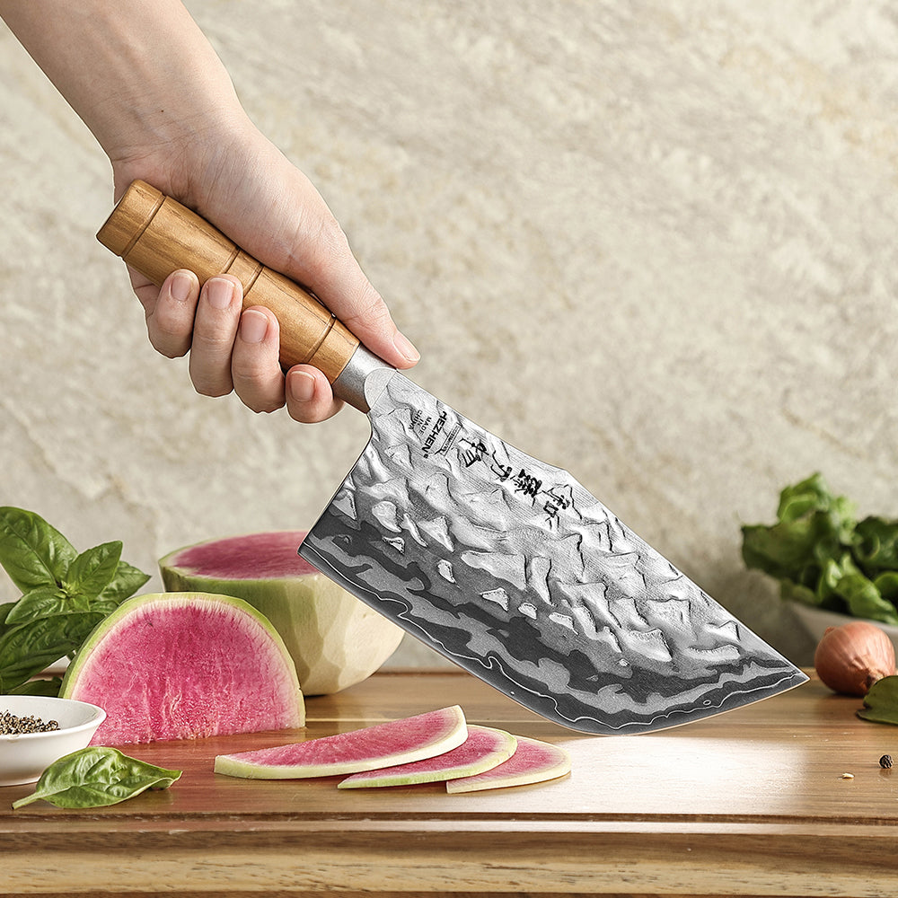 HEZHEN 9-Layer Forged Damascus 7.1”W Cleaver Knife, 12Cr18MoV Ergonomic Handle for Vegetable & Daily Chopping, Gift Box