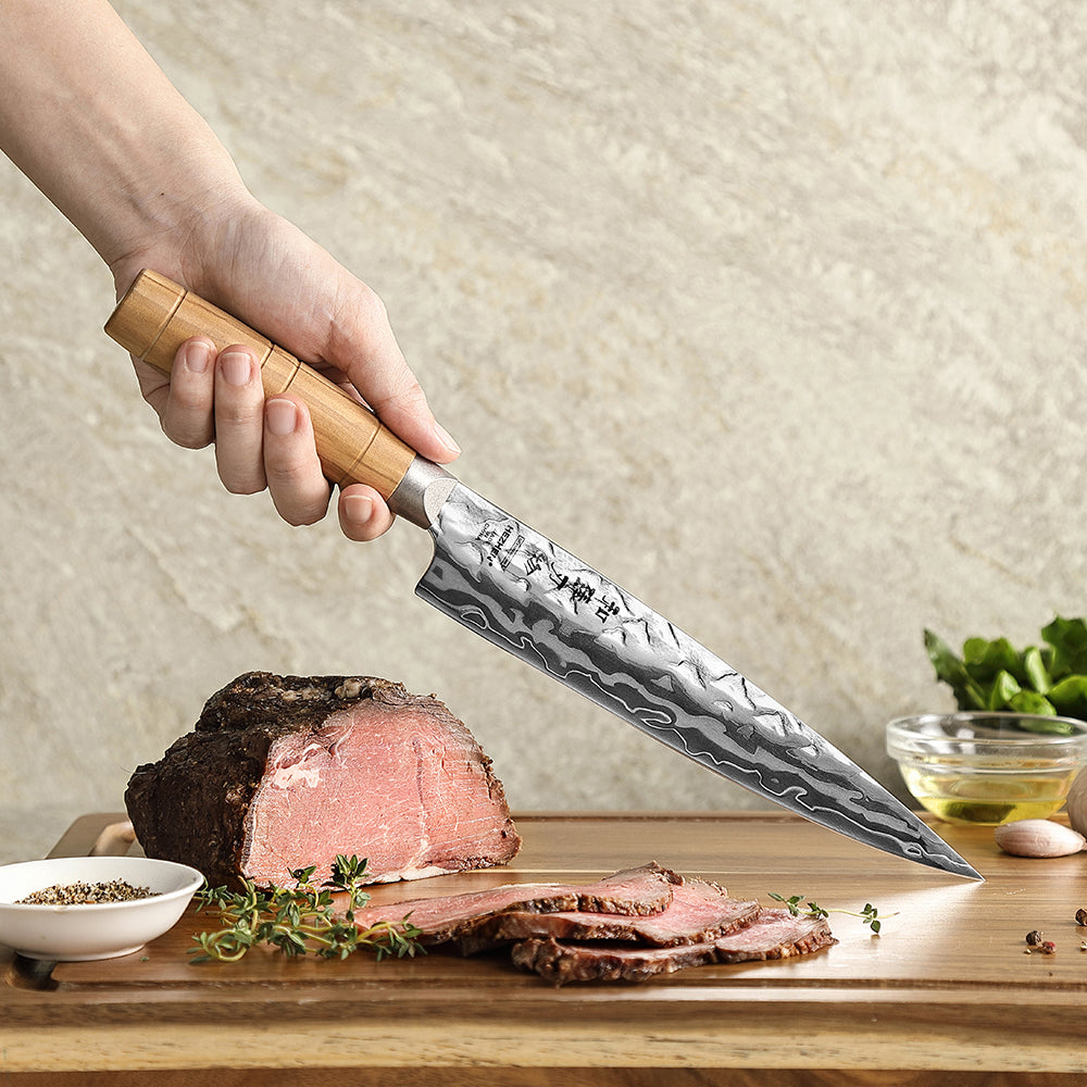 HEZHEN 8.5“Carving Knife 9 Layers Damascus Steel Blade Hardness 60±2HRC for Vegetables & Meats, Luxury Gift Box