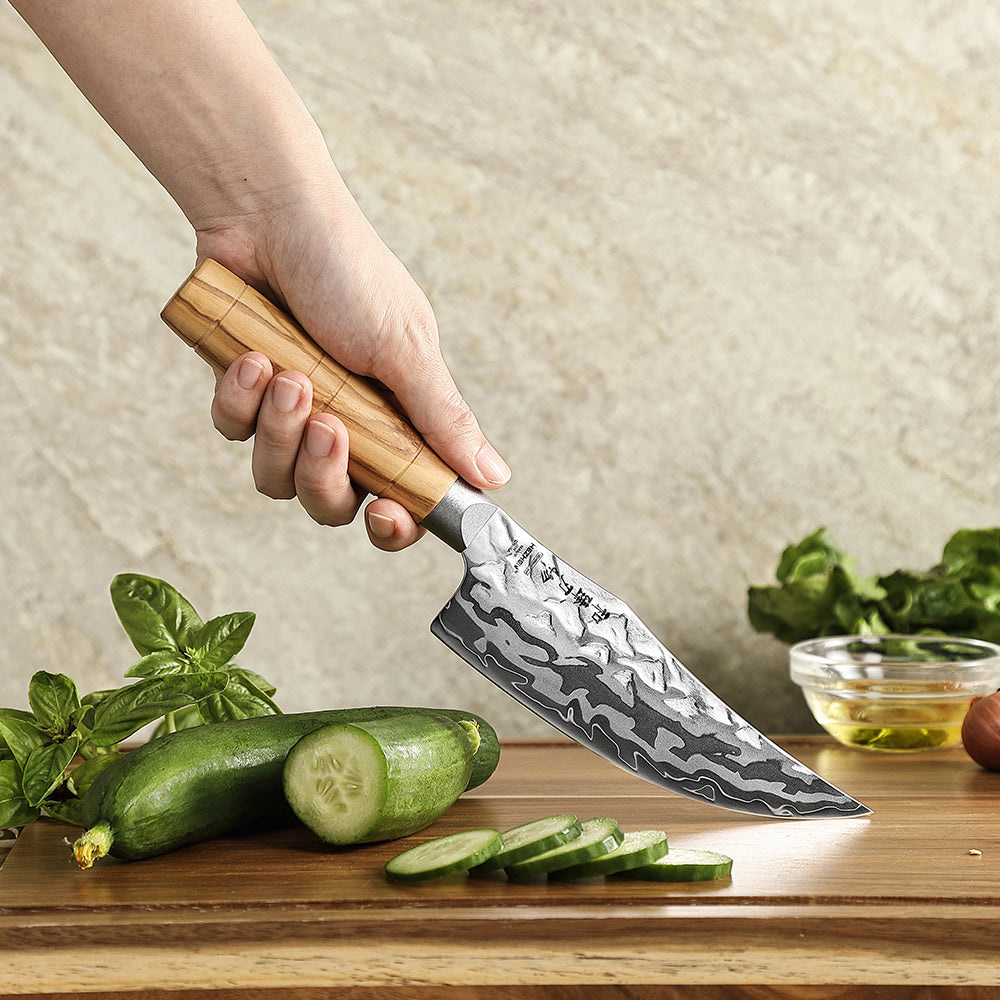 HEZHEN 5.9”Viking Knife Artisan 9-Layer Damascus, 12Cr18MoV Steel Core 60±2HRC Blade, Premium Gift Box