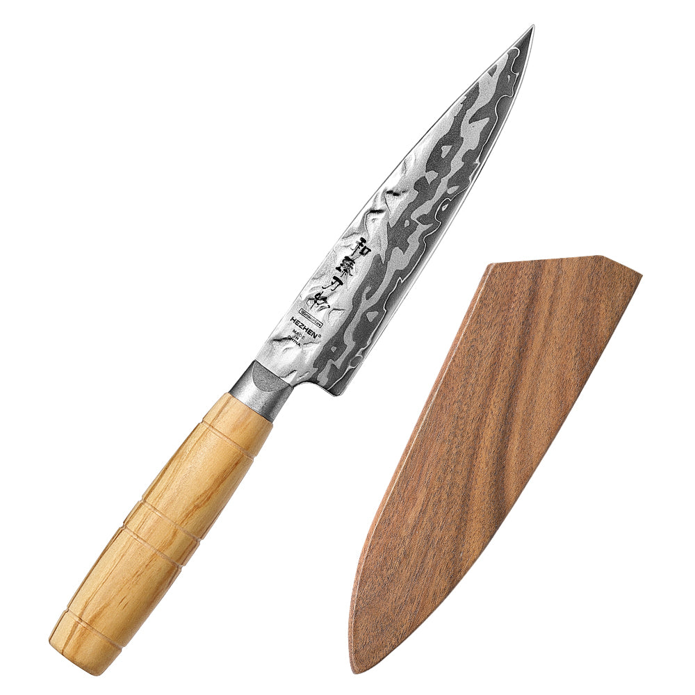 HEZHEN Multi‑Purpose 5.1 Inches Utility Knife 9‑Layer Damascus  – Compact & Sharp, Gifts & Personal Use