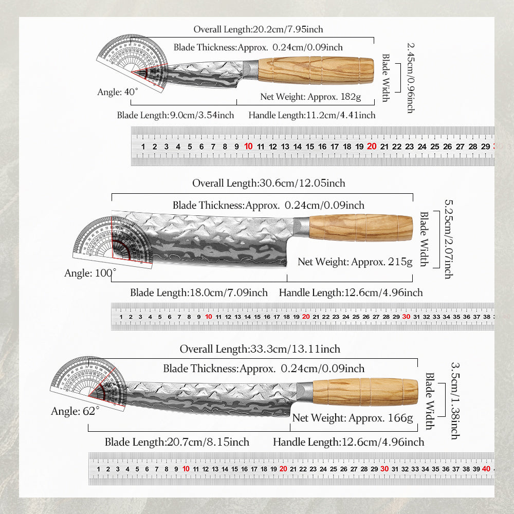 HEZHEN 6-Piece Damascus Knife Set,Forged 12Cr18MoV Core Damascus Steel,Mountain And River Pattern