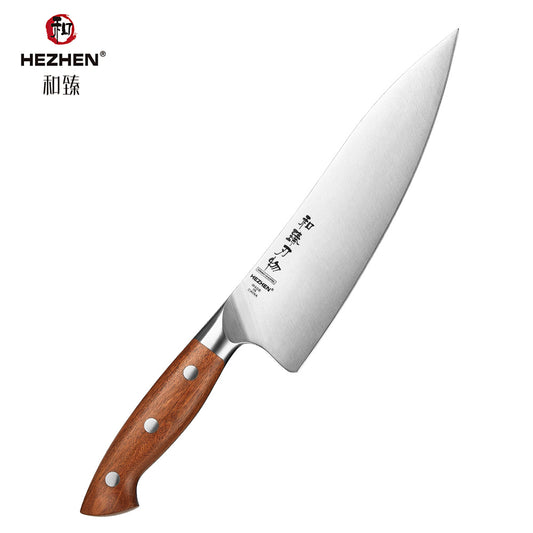 HEZHEN 8.3 Inches Chef Knife, German Steel Kitchen Knife,Red Wood Handle-Supreme Stainless Series