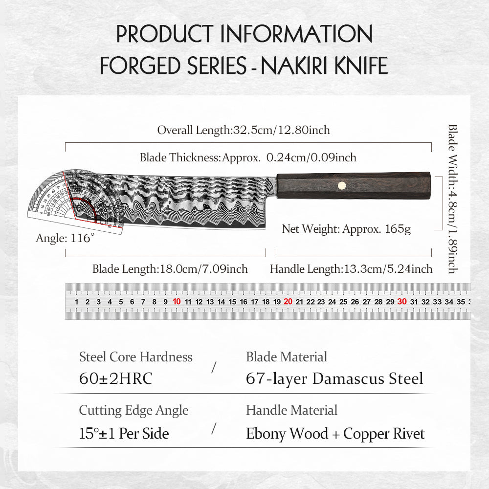 HEZHEN 7.1" Nakiri Knife – 67-Layer Damascus Steel with 10Cr15CoMoV Steel Core,  Daily Cooking Prep & Premium Gift