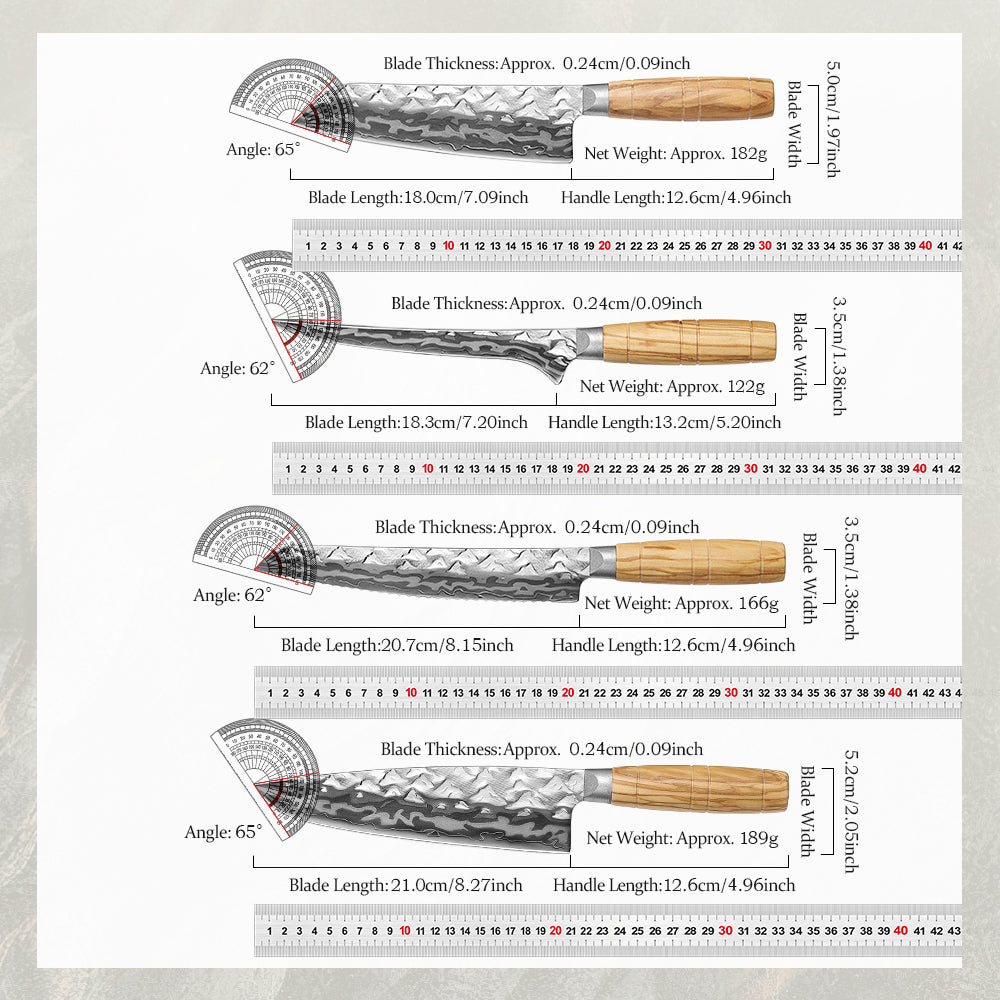 HEZHEN 8 PCS Damascus Knife Collection,Custom 9 Layers Damascus Steel,The Ultimate Gourmet Gift Set