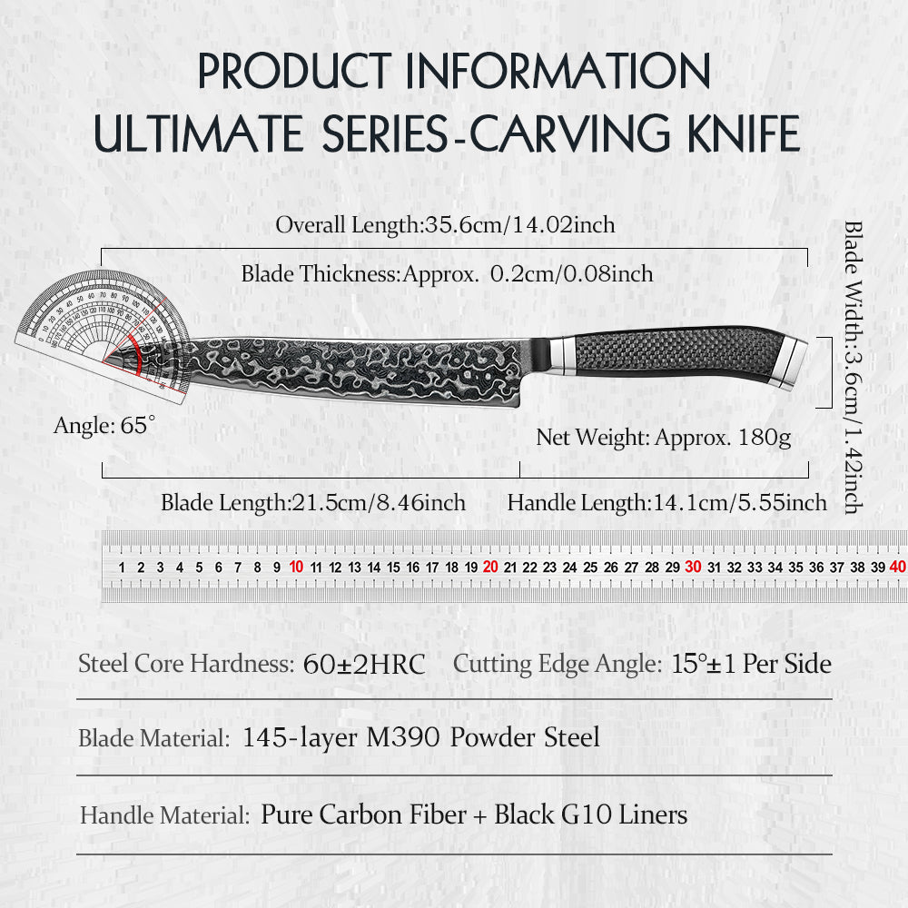HEZHEN ZhiZhen Series 8.5"Carving Knife, 145-Layer Damascus Steel,Daily Meat & Vegetable Cutting