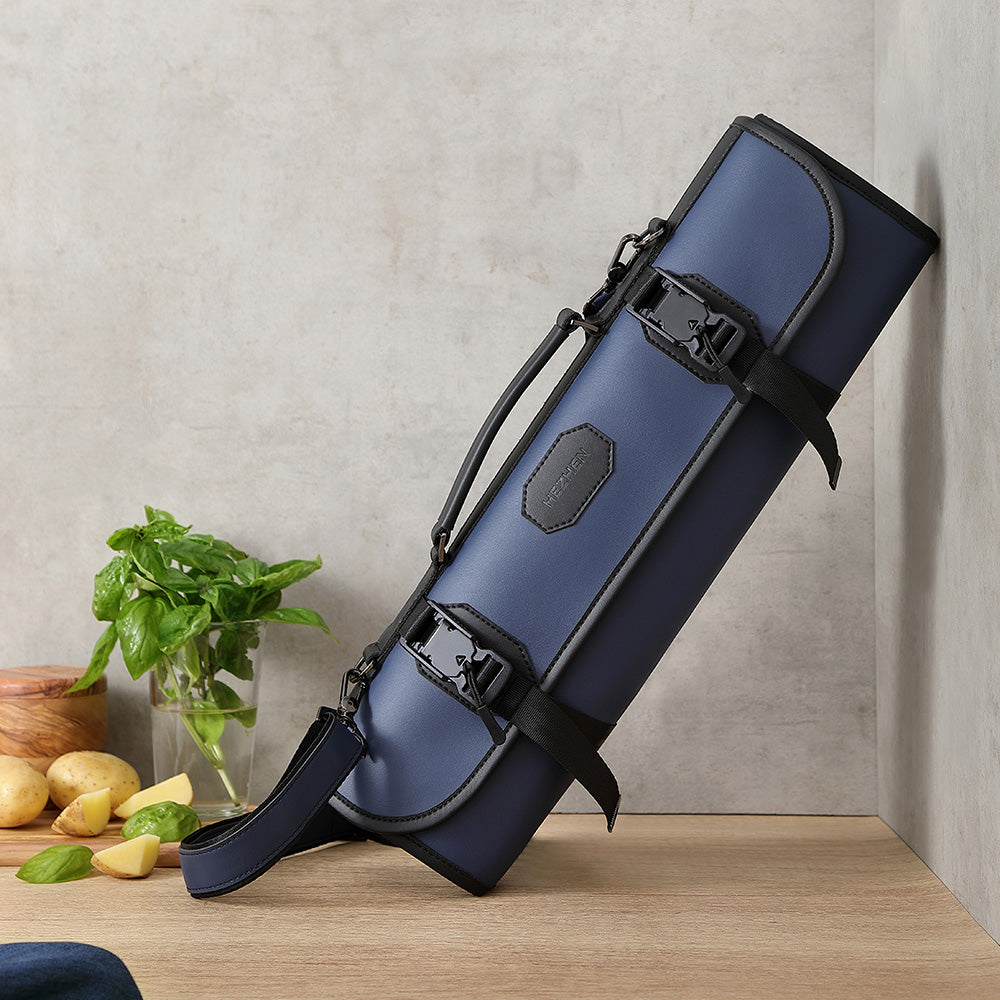 HEZHEN Custom Chef Knife Roll Bag,  Microfiber Leather & High-Molecular Cut-Resistant Fabric,Portable Durable Cooking Tools Storage Bag