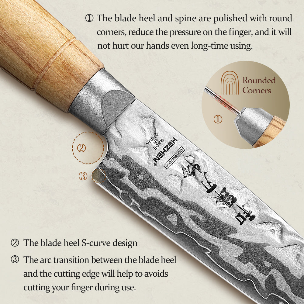 HEZHEN 2PCS Kitchen Knife Set, 9-Layer Forged Damascus Steel,W Chef & Utility Knife, 60±2HRC Ultra Sharp Blade