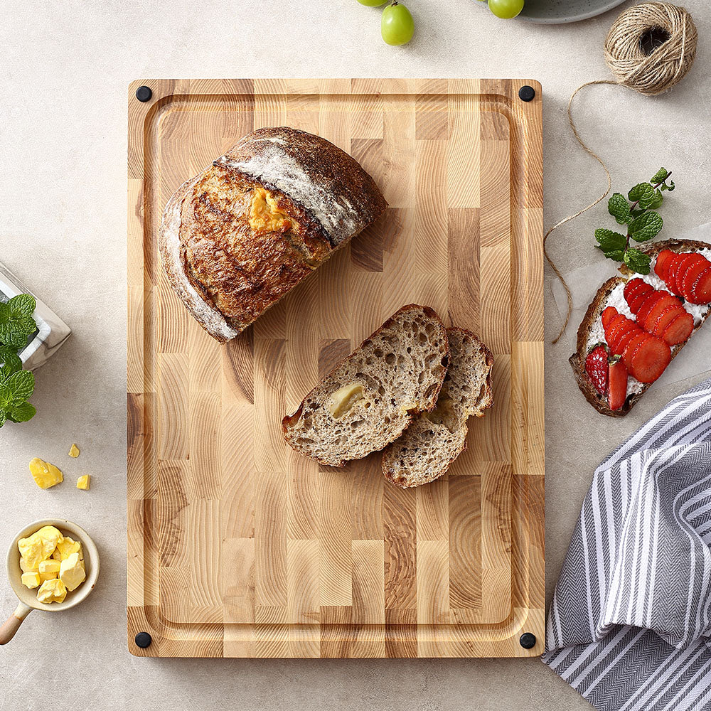 HEZHEN Ash Wood Cutting Board Handcrafted with Care Seamless Stitching Cut Vegetable&Fruit&Meat