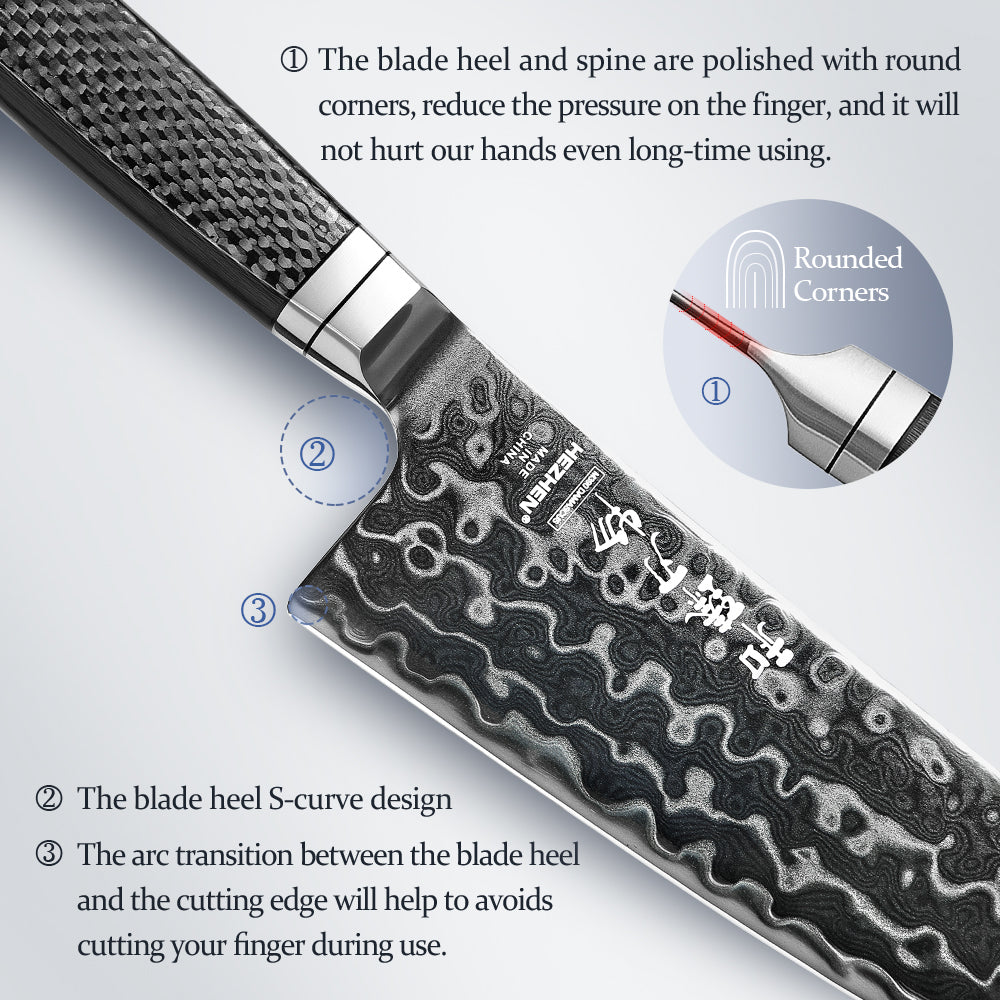 HEZHEN ZhiZhen Series BÖHLER M390 Powder Steel Chef Knife,New Craftsmanship,Pure Carbon Fiber Handle