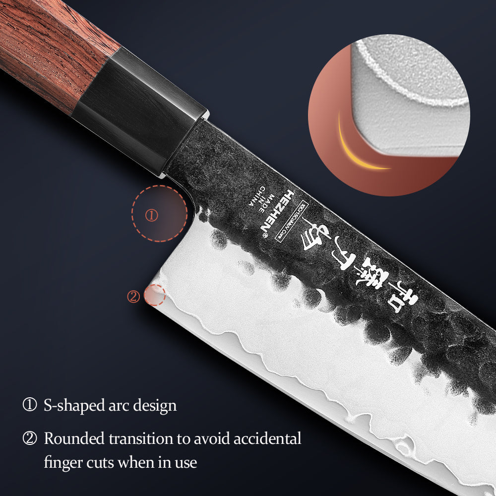 HEZHEN 2PCS Kitchen Knife Set,Premium 3 Layers Damascus Steel,Utility+Chef Knife,for Meat Vegetables and Daily Prep