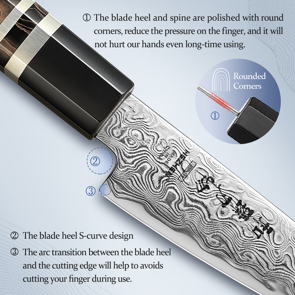 HEZHEN 4.1-Inch Paring Knife – 49-Layer ZDP-189 Damascus Steel, Core Hardness 65-67 HRC, Small Fruit Knife