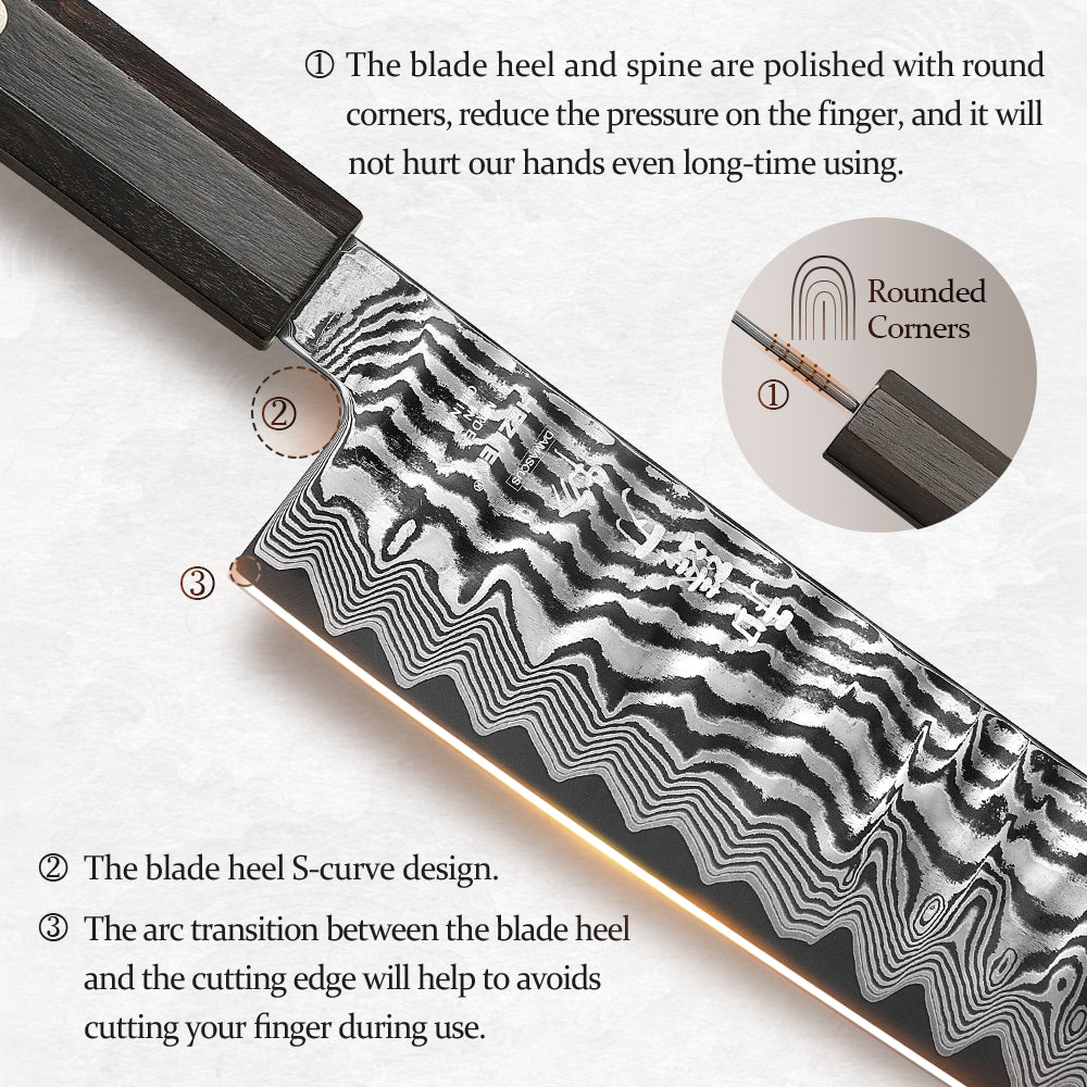 HEZHEN 7.1" Nakiri Knife – 67-Layer Damascus Steel with 10Cr15CoMoV Steel Core,  Daily Cooking Prep & Premium Gift