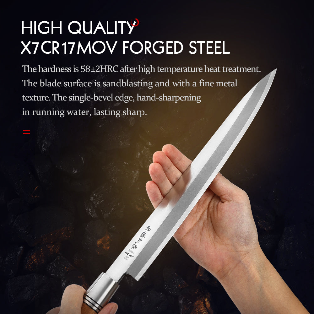 HEZHEN Premium 27cm Sashimi Knife X7Cr17MoV Forged Steel With Olive Wood Handle