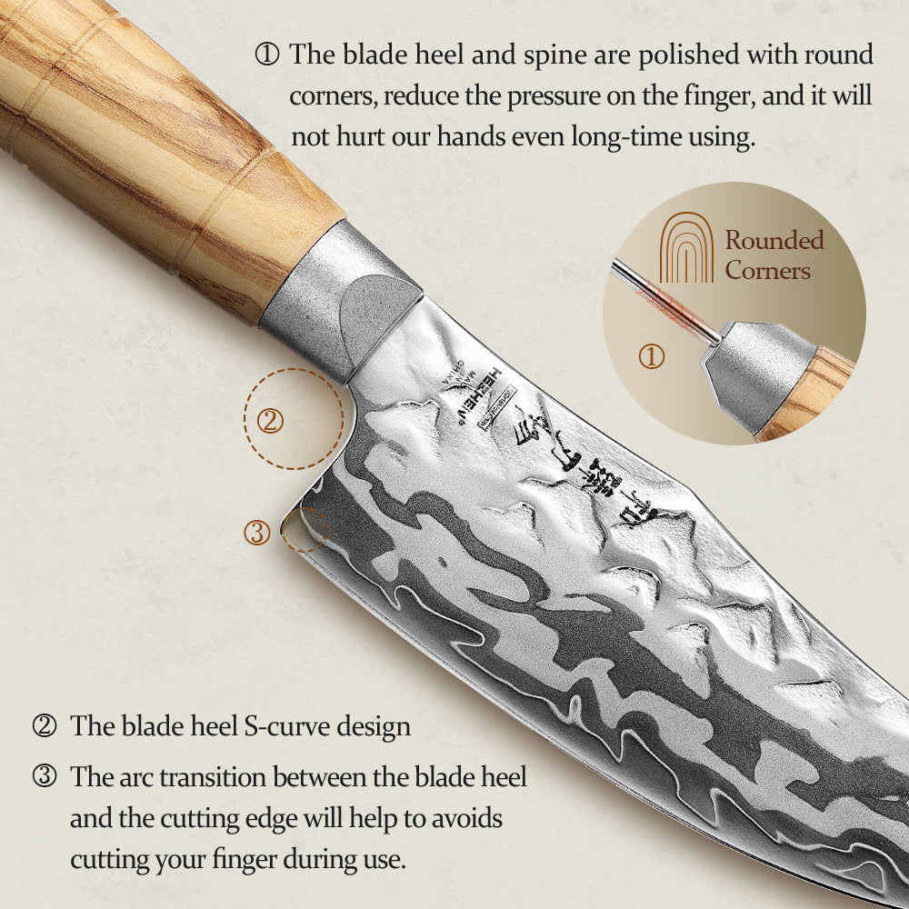 HEZHEN 5.9”Viking Knife Artisan 9-Layer Damascus, 12Cr18MoV Steel Core 60±2HRC Blade, Premium Gift Box