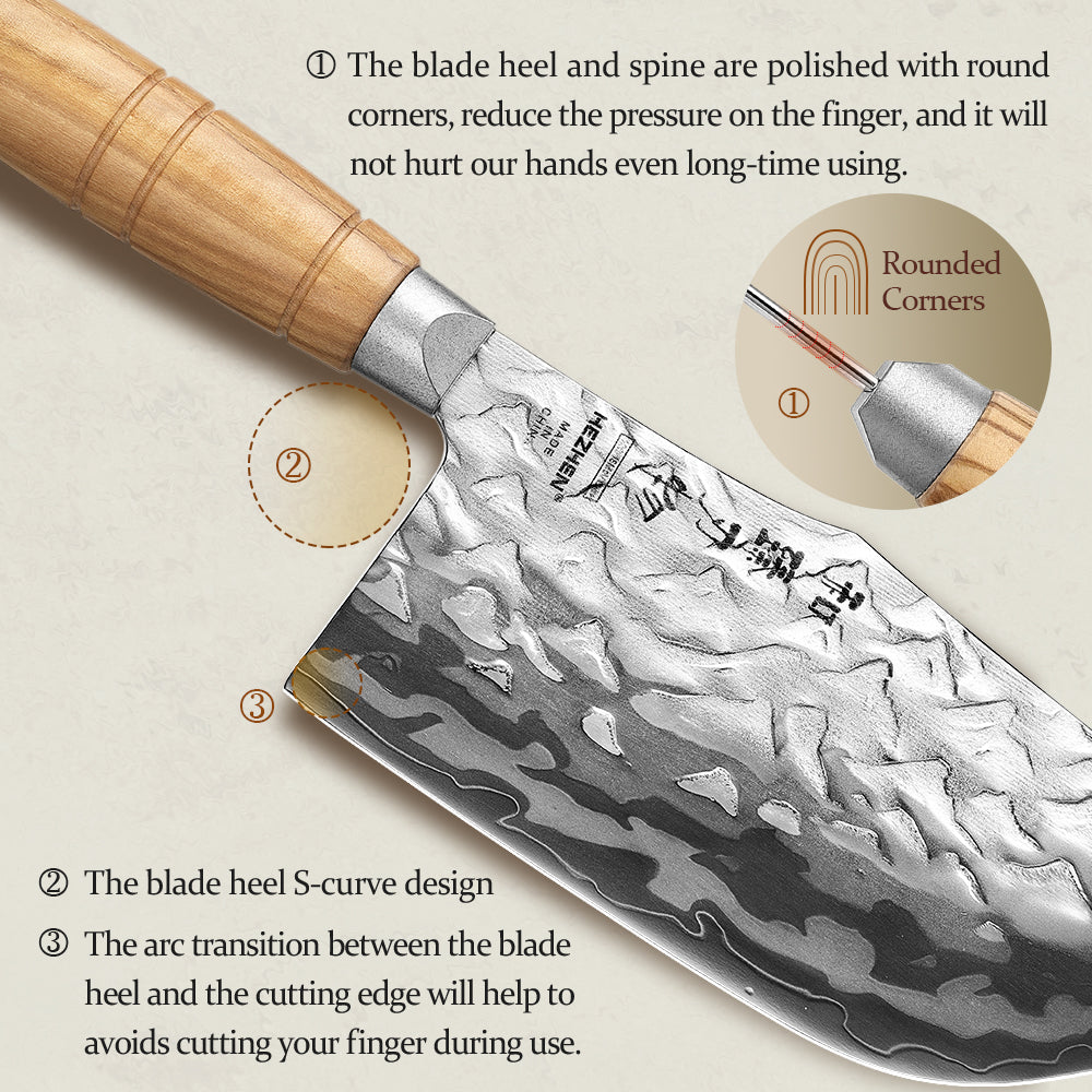 HEZHEN 9-Layer Forged Damascus 7.1”W Cleaver Knife, 12Cr18MoV Ergonomic Handle for Vegetable & Daily Chopping, Gift Box