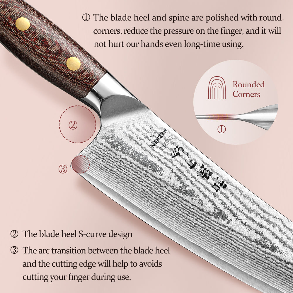 HEZHEN Professional 5PCS Knife Set,High-carbon Damascus Steel,Ergonomic Handle, Sharp and Durable Cooking Utensils, Ideal As a Gift or For Personal Use