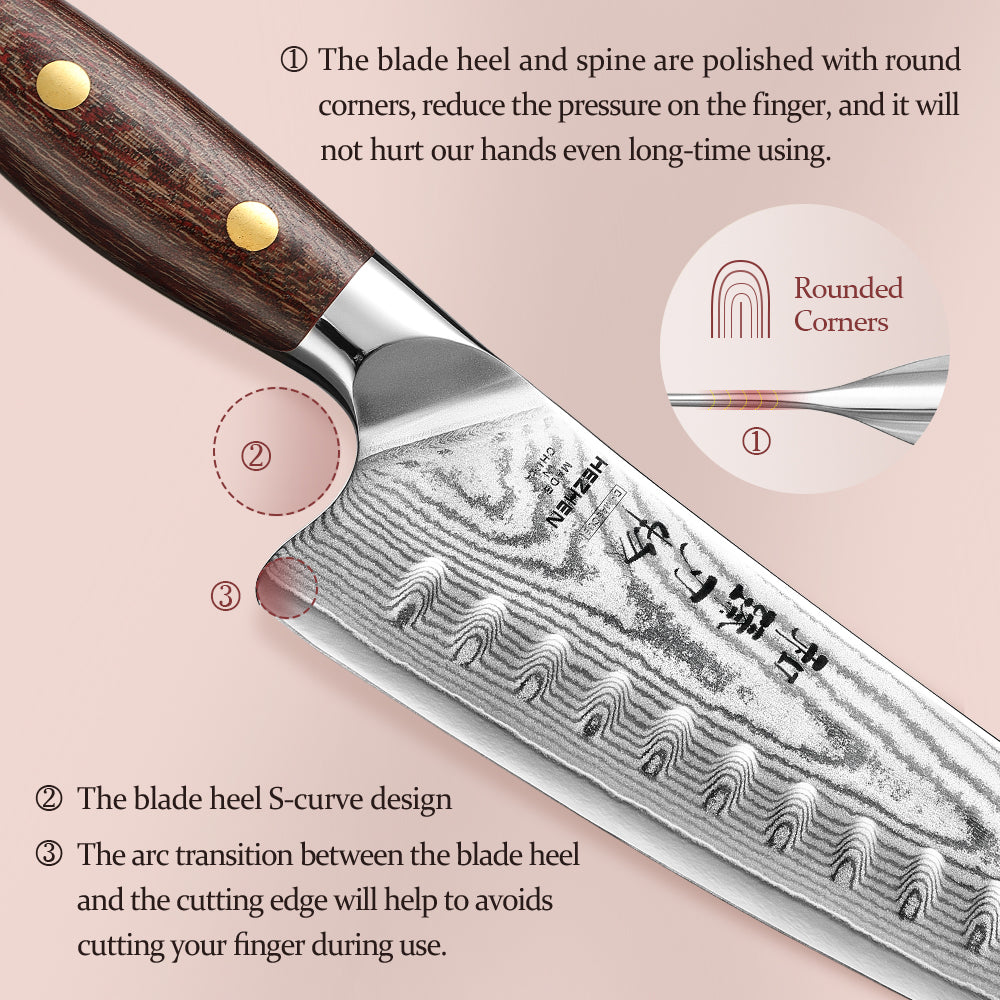 HEZHEN 3PCS Kitchen Knife Set 67-layers Damascus Super Steel,Utility+Santoku+Chef Knife,Hardness 60±2HRC,Ergonomic Micarta Handle