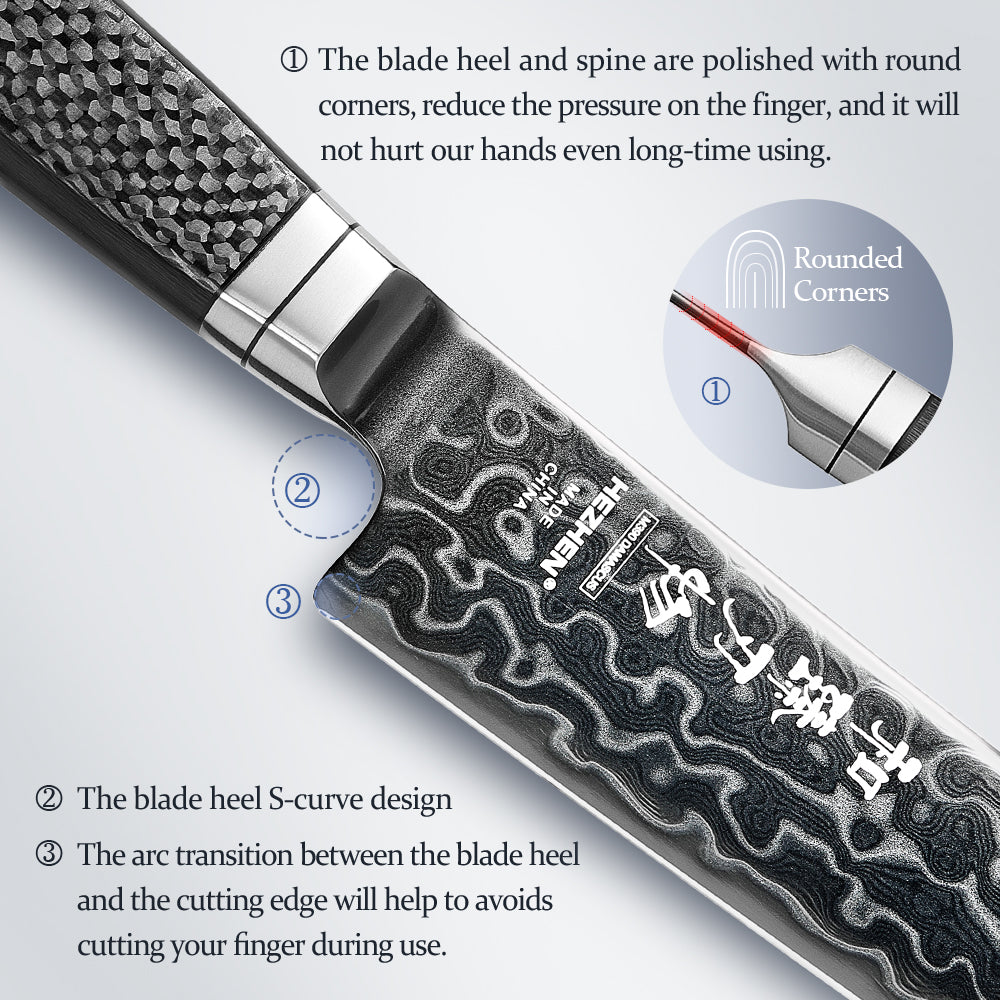 HEZHEN ZhiZhen Series 8.5"Carving Knife, 145-Layer Damascus Steel,Daily Meat & Vegetable Cutting
