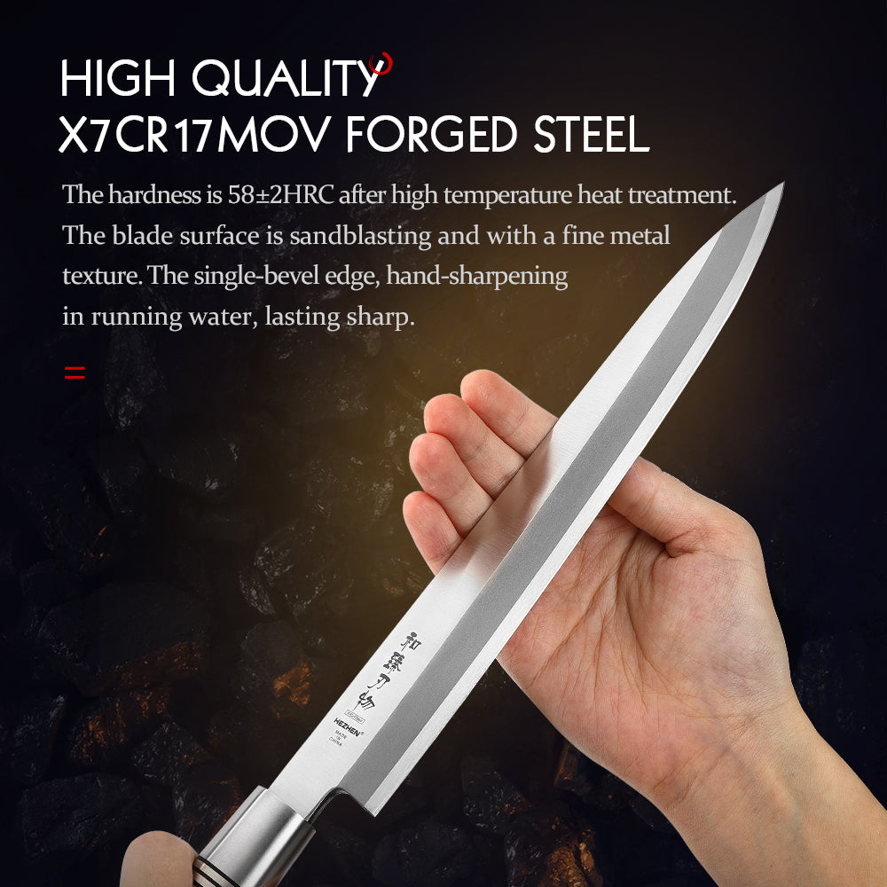 HEZHEN 24cm Japanese Sashimi Knife X7Cr17MoV Forged Steel  Ultra-Sharp for Sashimi & Precision Cutting