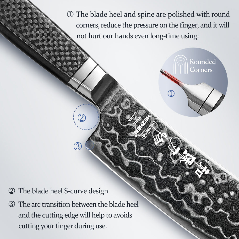 HEZHEN ZhiZhen Series Kitchen Knife,7.5"Viking Knife,Core Hardness 60±2HRC,Ideal for Gifting