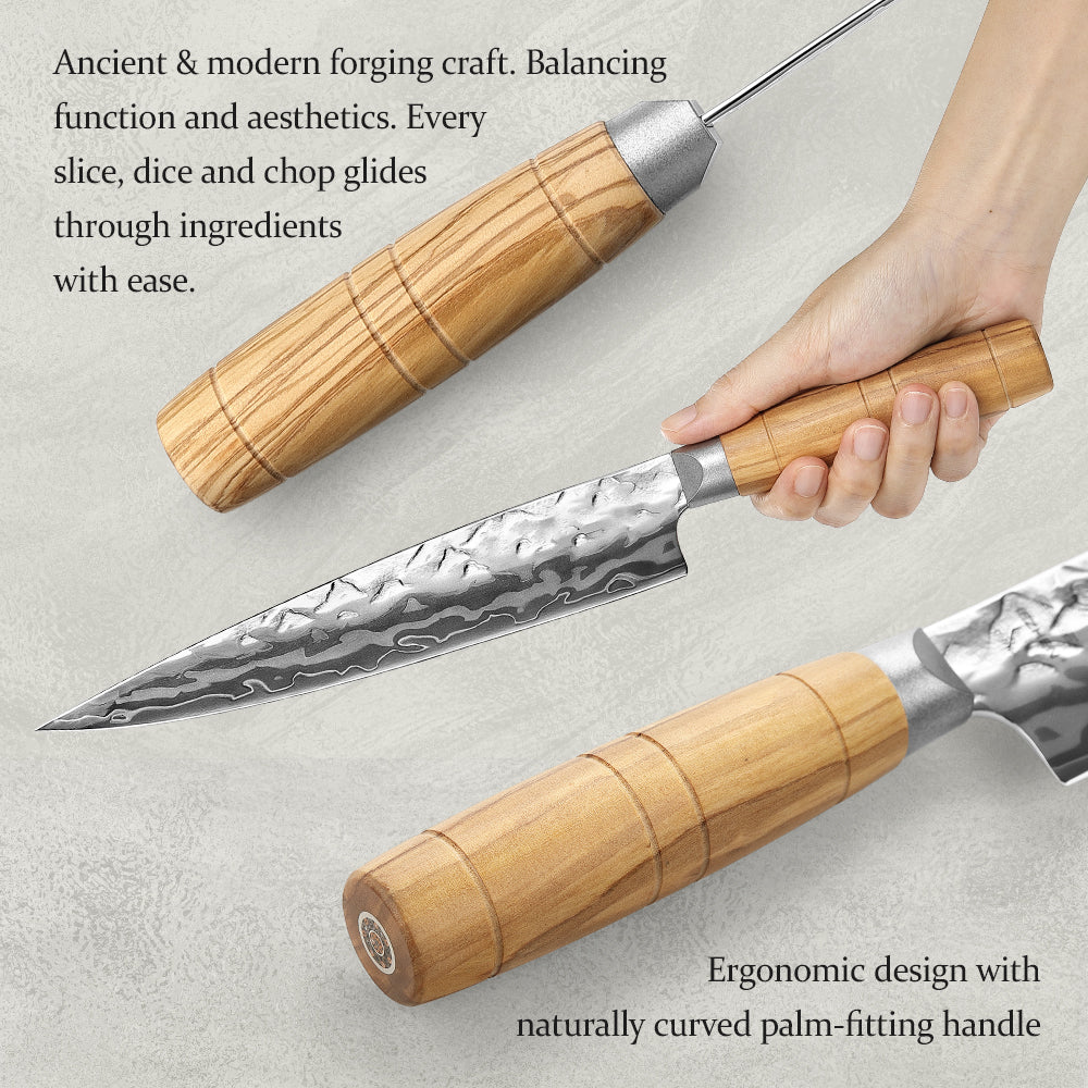 HEZHEN 8.5“Carving Knife 9 Layers Damascus Steel Blade Hardness 60±2HRC for Vegetables & Meats, Luxury Gift Box