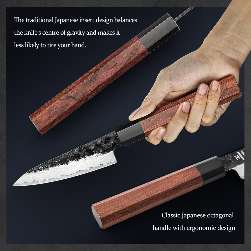 HEZHEN 4 Inches Paring Knife Stainless Steel Kitchen Cooking Knives Rosewood Handle With Gift Box Three-layer Composite Steel