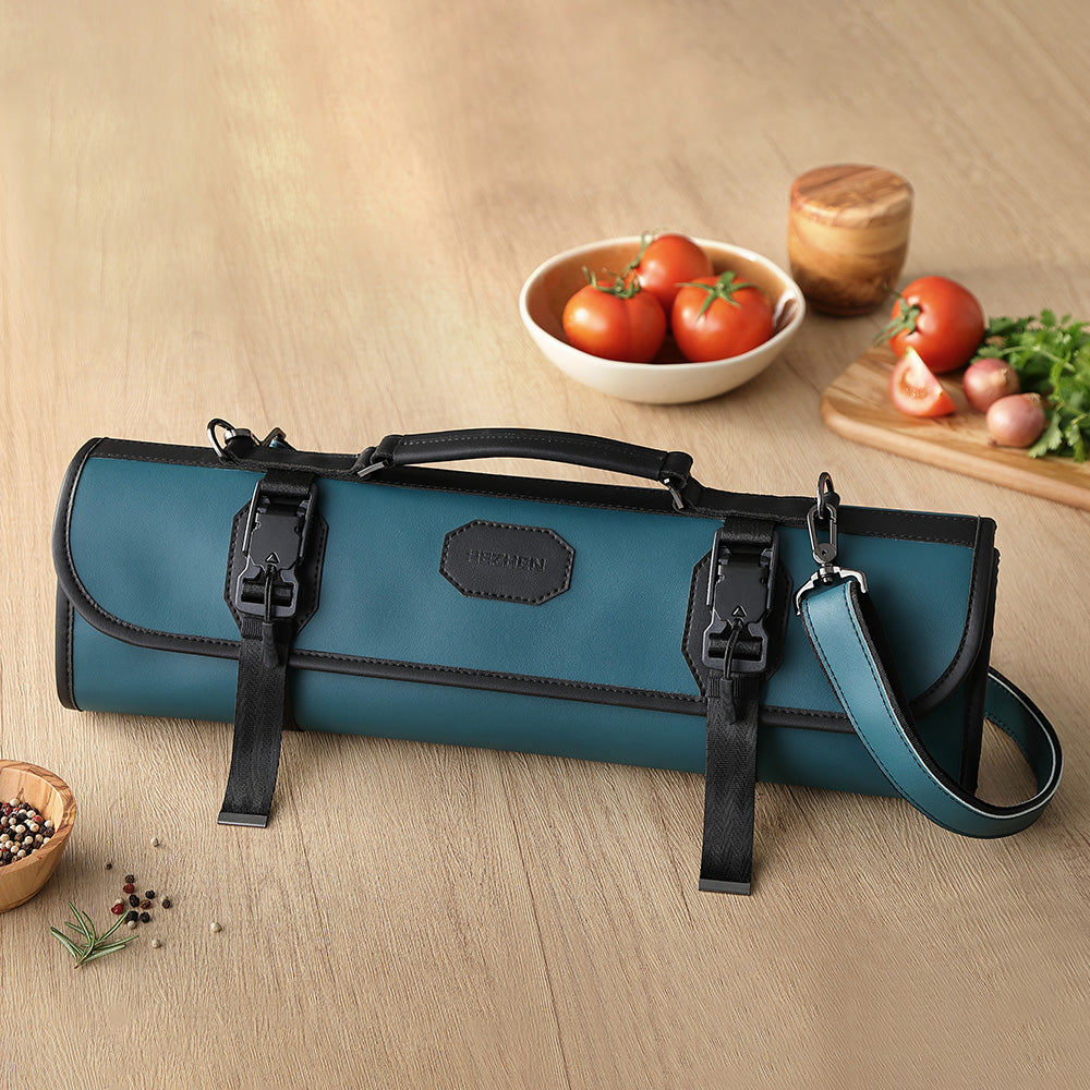 HEZHEN Custom Chef Knife Roll Bag,  Microfiber Leather & High-Molecular Cut-Resistant Fabric,Portable Durable Cooking Tools Storage Bag