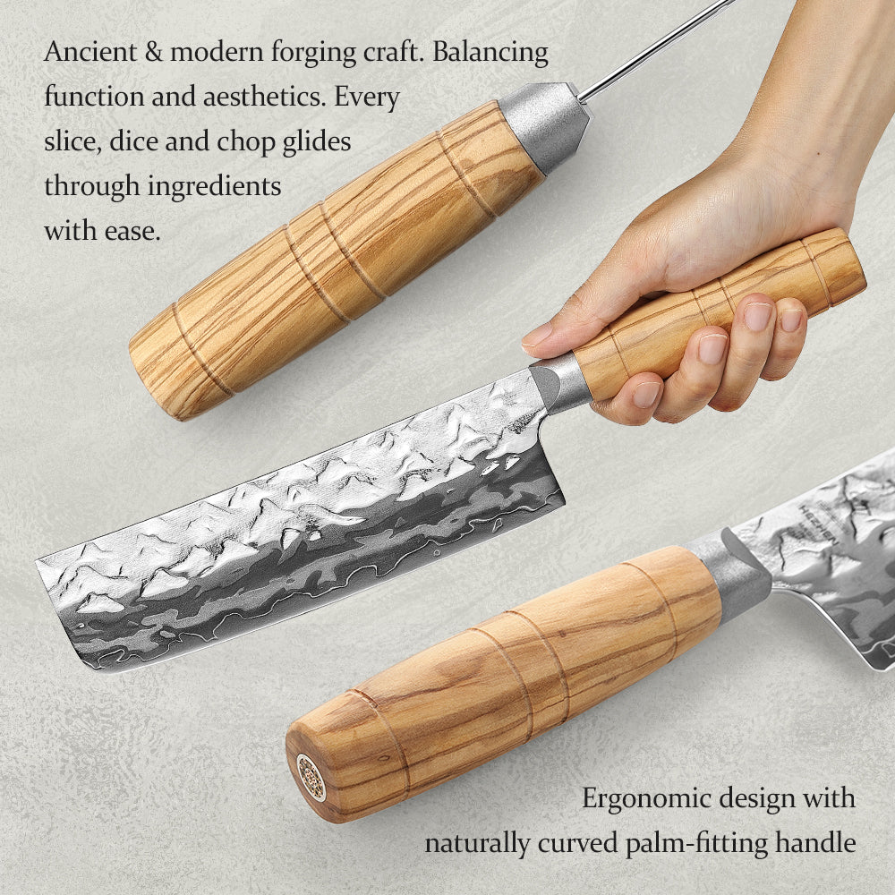HEZHEN 9 Layer Forged Damascus 7.1“ Nakiri Knife, High Hardness 60±2HRC,For Daily Cooking
