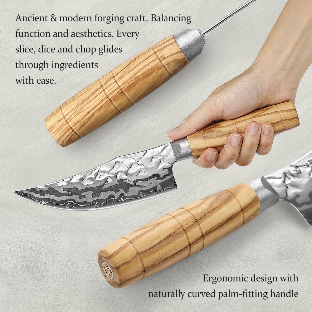 HEZHEN 5.9”Viking Knife Artisan 9-Layer Damascus, 12Cr18MoV Steel Core 60±2HRC Blade, Premium Gift Box