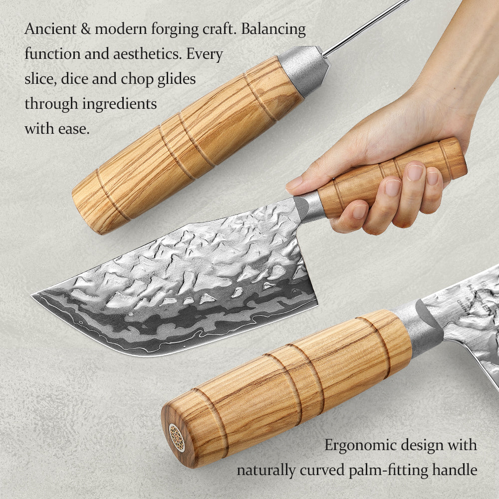 HEZHEN 9-Layer Forged Damascus 7.1”W Cleaver Knife, 12Cr18MoV Ergonomic Handle for Vegetable & Daily Chopping, Gift Box