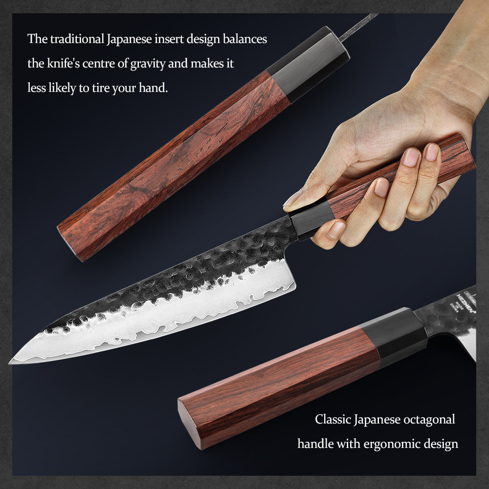 HEZHEN 8.5 Inches Chef Knife Stainless Steel Kitchen Cooking Knives Rosewood Handle With Gift Box Three-layer Composite Steel