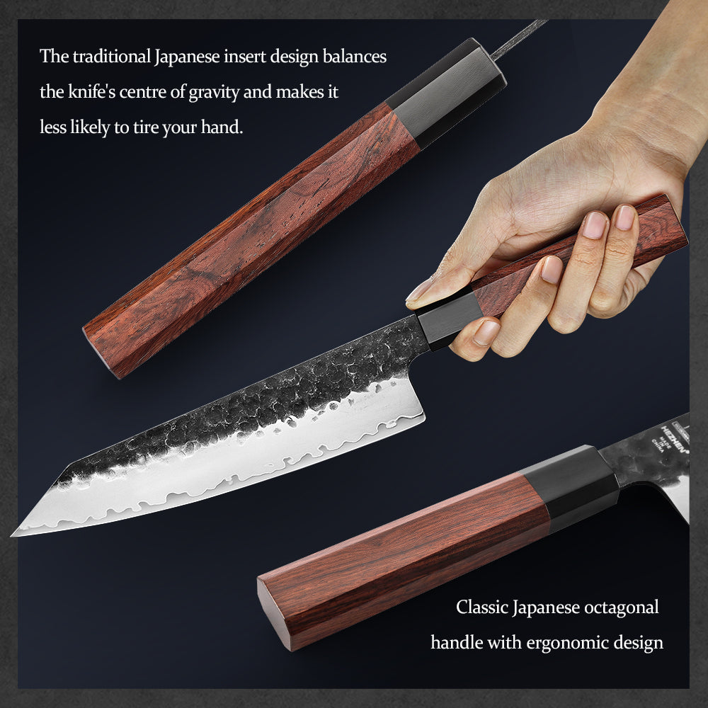 HEZHEN 8.5 Inch Japanese Bunka Knife 3-Layer Composite Steel,Core Hardness 60±2HRC,Practical Kitchen Utensils