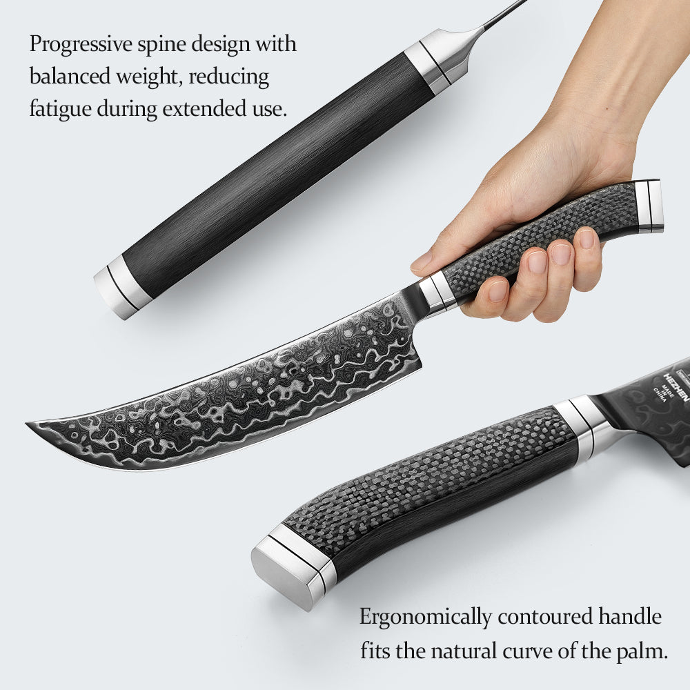 HEZHEN ZhiZhen Series Kitchen Knife,7.5"Viking Knife,Core Hardness 60±2HRC,Ideal for Gifting
