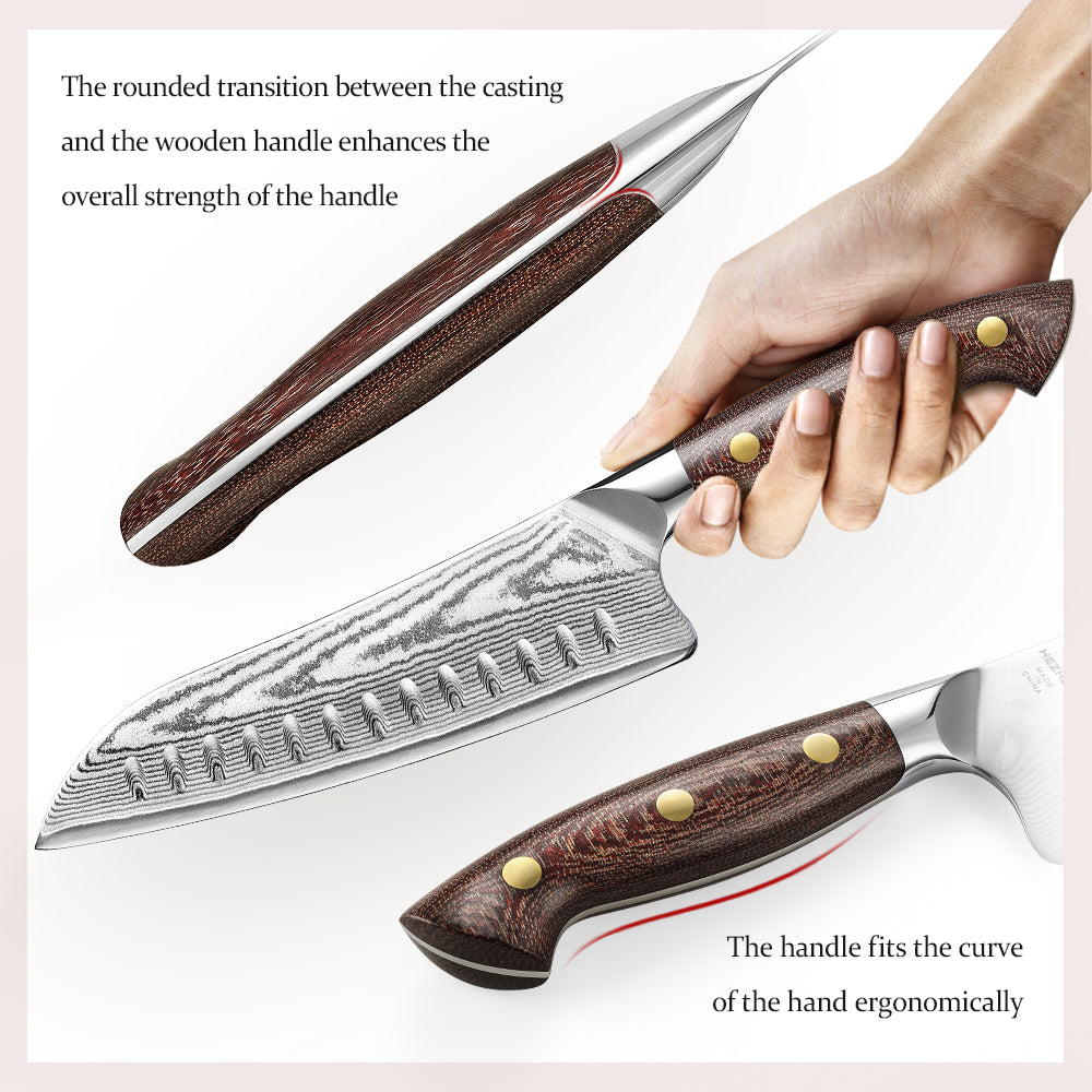 HEZHEN 3PCS Kitchen Knife Set 67-layers Damascus Super Steel,Utility+Santoku+Chef Knife,Hardness 60±2HRC,Ergonomic Micarta Handle