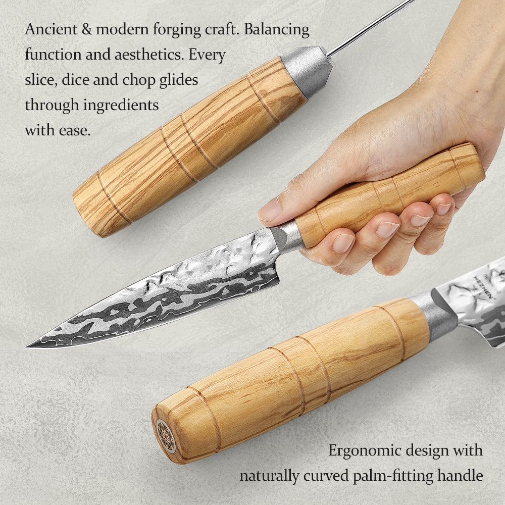 HEZHEN Multi‑Purpose 5.1 Inches Utility Knife 9‑Layer Damascus  – Compact & Sharp, Gifts & Personal Use
