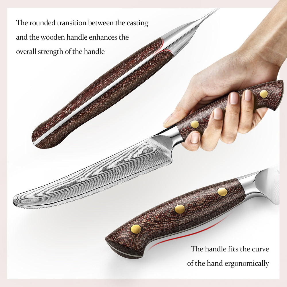 HEZHEN 5.9-Inch High Quality Cheese Knife – 67-Layer Damascus Steel, Perfect for Hard Cheeses, Soft Cheeses, Fruits & Small Vegetables