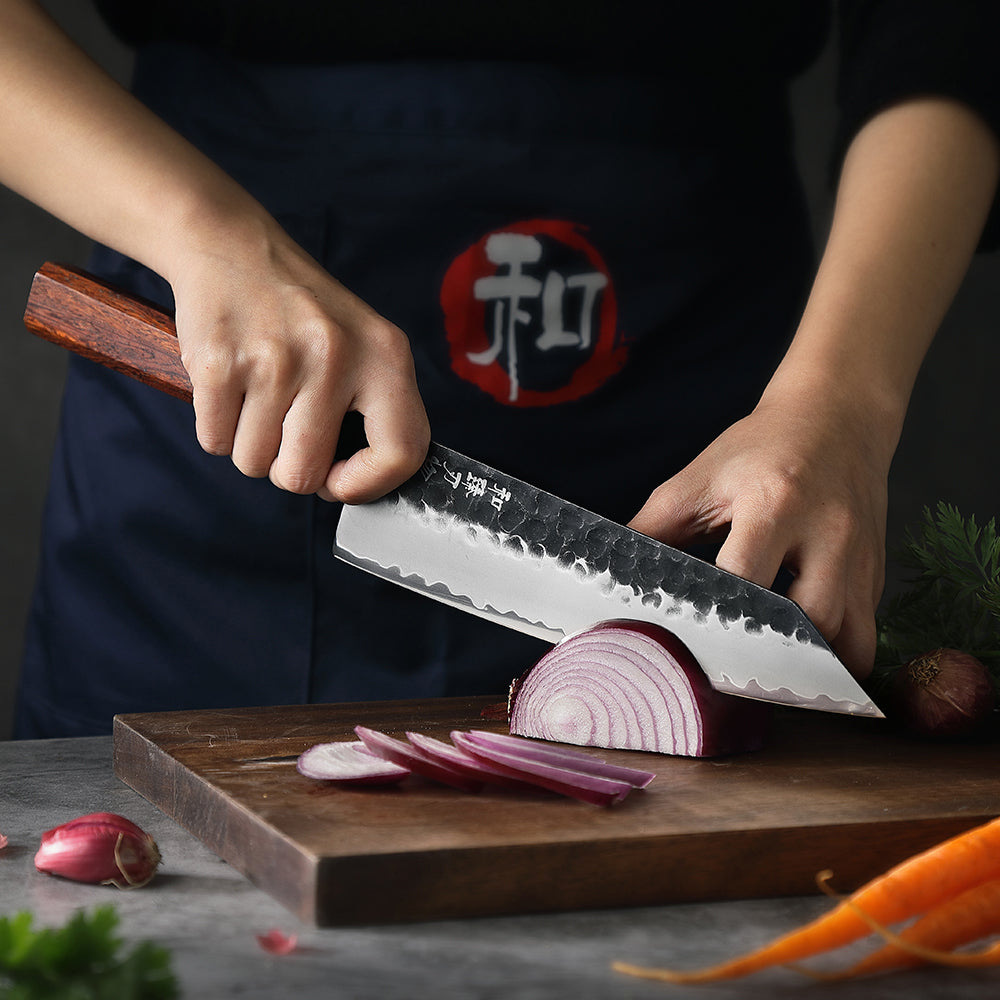 HEZHEN 8.5 Inch Japanese Bunka Knife 3-Layer Composite Steel,Core Hardness 60±2HRC,Practical Kitchen Utensils