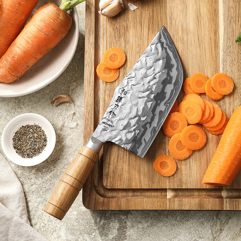HEZHEN 9-Layer Forged Damascus 7.1”W Cleaver Knife, 12Cr18MoV Ergonomic Handle for Vegetable & Daily Chopping, Gift Box