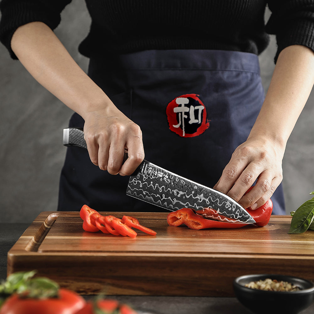 HEZHEN ZhiZhen Series Damascus Steel 2PCS Kitchen Knife Set,Chef Knife+Utility Knife,Multi-purpose Knife Set