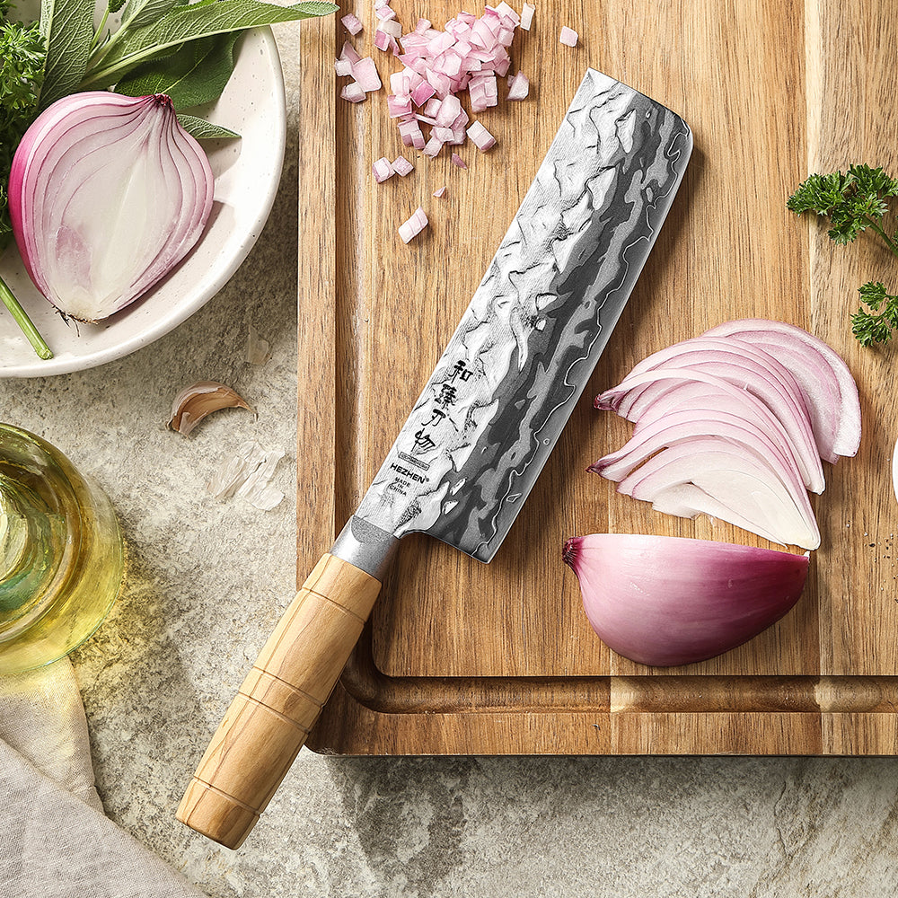 HEZHEN 9 Layer Forged Damascus 7.1“ Nakiri Knife, High Hardness 60±2HRC,For Daily Cooking