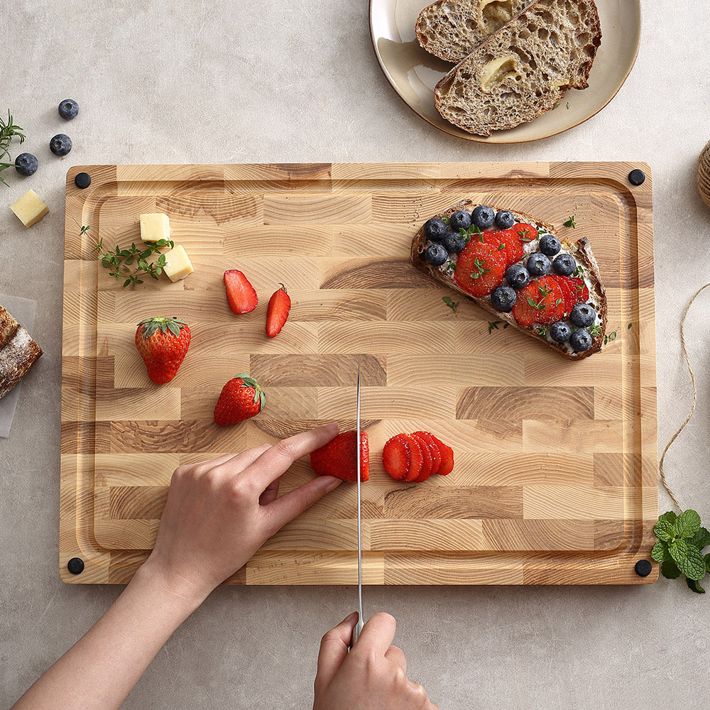 HEZHEN Ash Wood Cutting Board Handcrafted with Care Seamless Stitching Cut Vegetable&Fruit&Meat