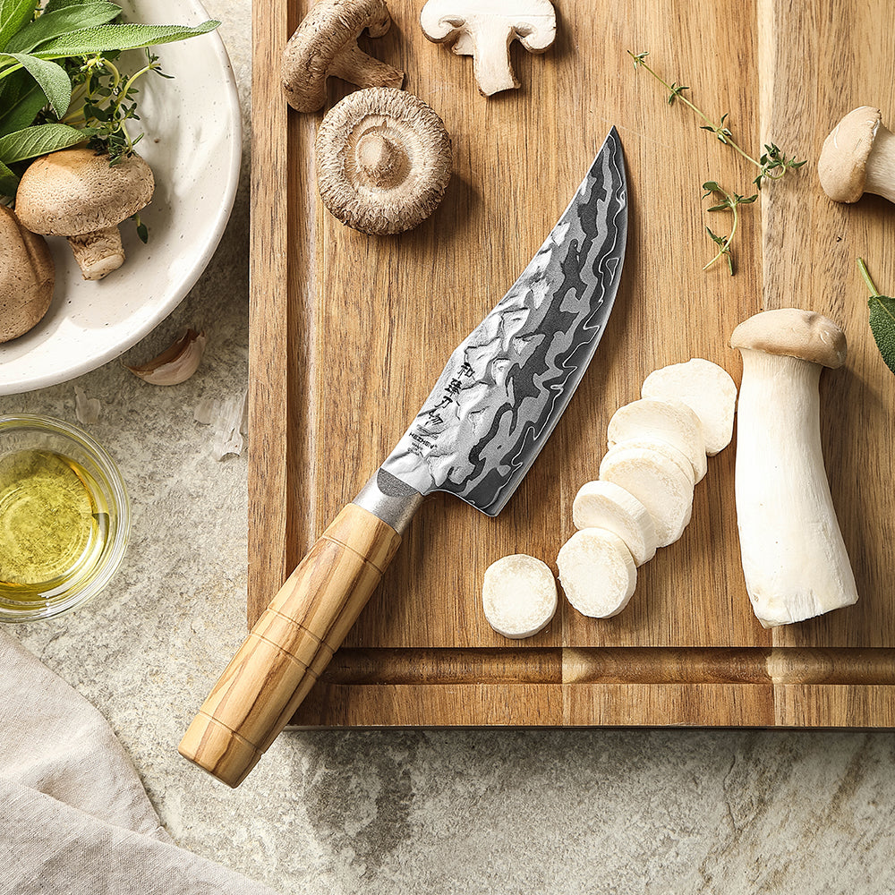 HEZHEN 5.9”Viking Knife Artisan 9-Layer Damascus, 12Cr18MoV Steel Core 60±2HRC Blade, Premium Gift Box