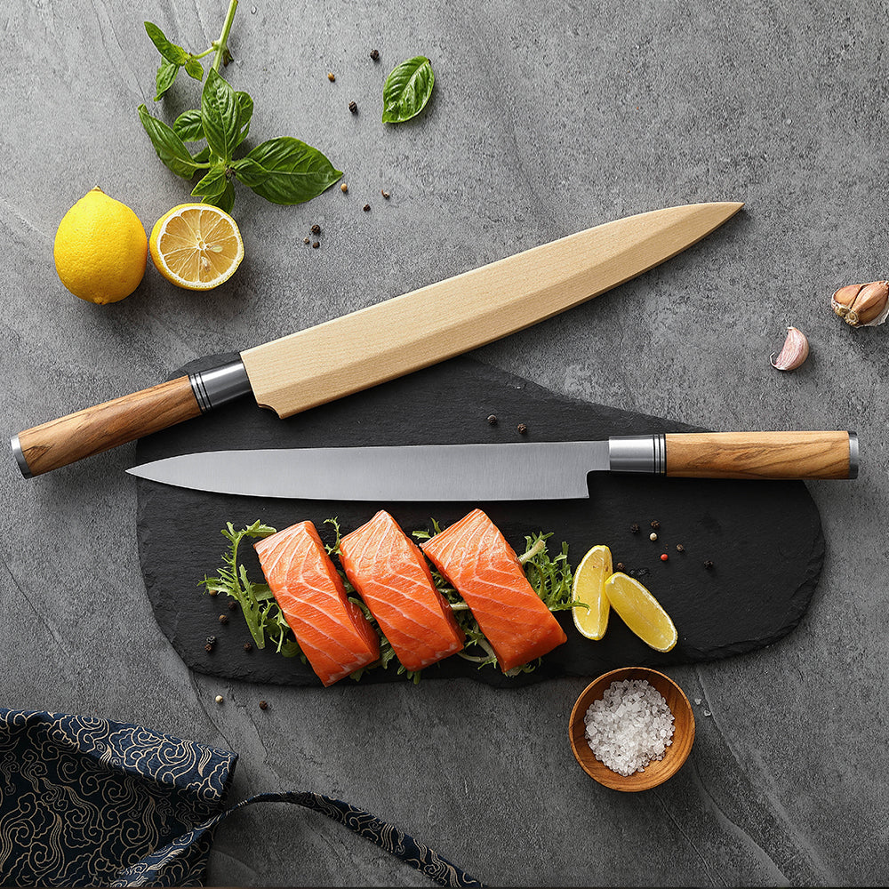 HEZHEN Premium 27cm Sashimi Knife X7Cr17MoV Forged Steel With Olive Wood Handle